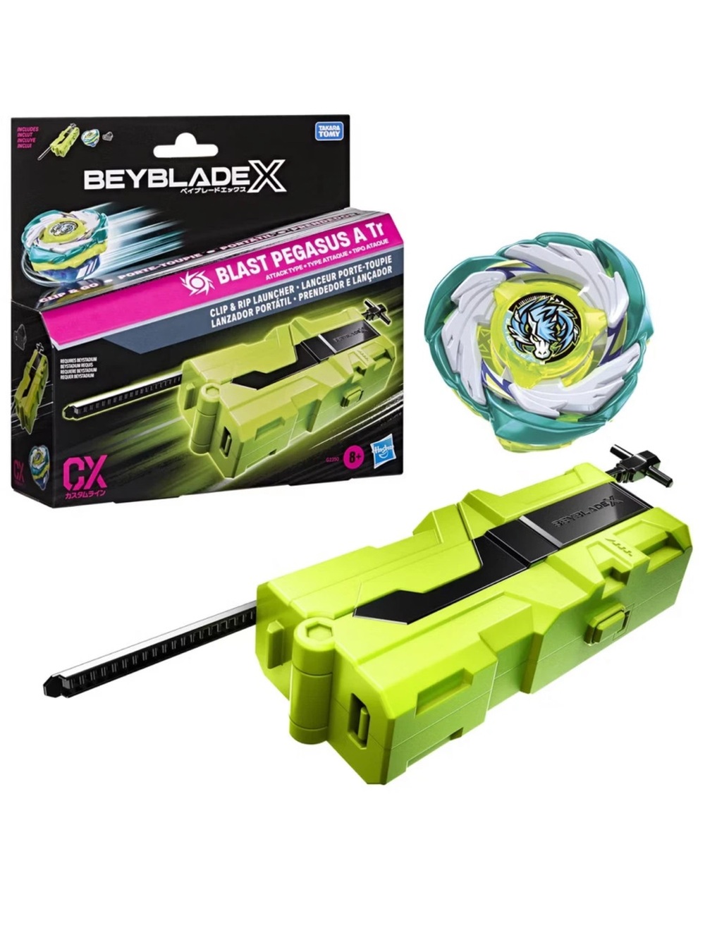 Beyblade X Clip & Rip Launcher Set Battle Tops Blast Pegasus A Tr *NEW*